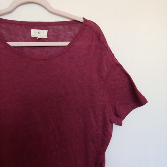 Lou & Grey womens 100% linen maroon short sleeve top Medium - Picture 5 of 10